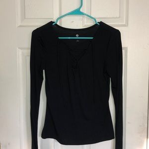 Long Sleeved Black TieUp Shirt